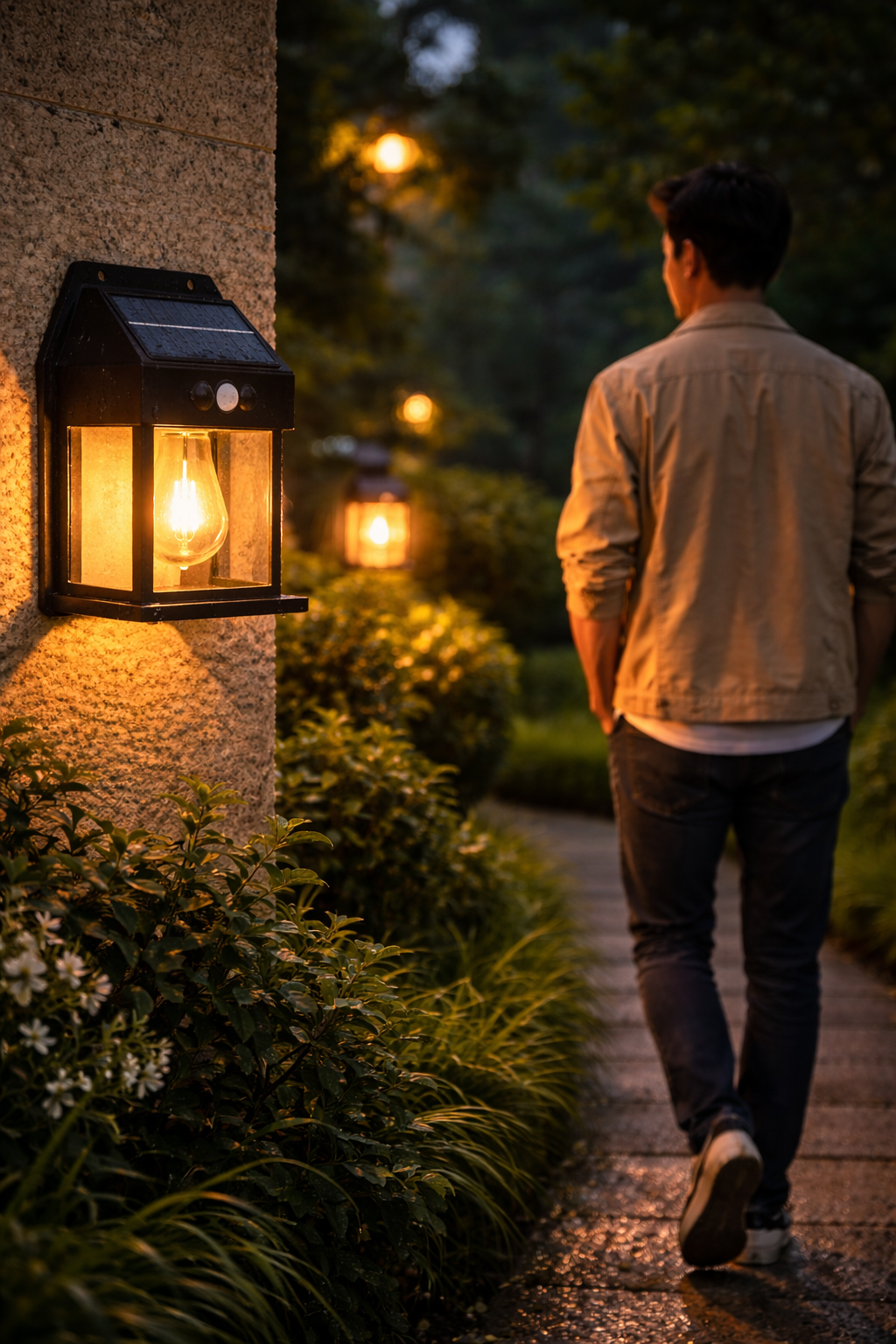 Solar LED Wall Light with Sensor – Outdoor Home Decor Light